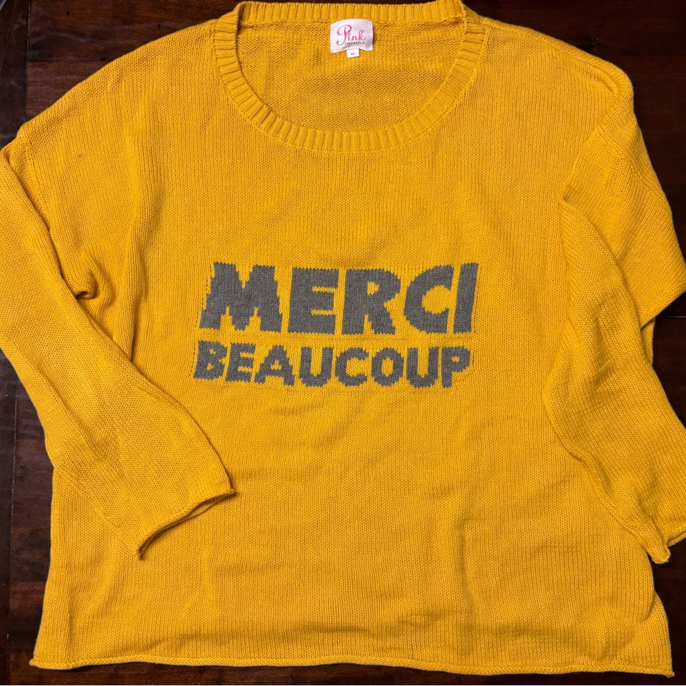 Darling “Merci Beaucoup” cotton sweater